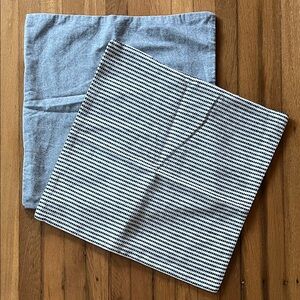 Set of 2 black and white striped throw pillow covers 20”x20”